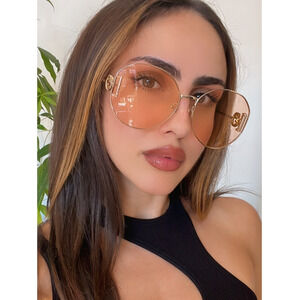NEW Gucci GG1206SA Gold Orange Pink Metal Sunglasses